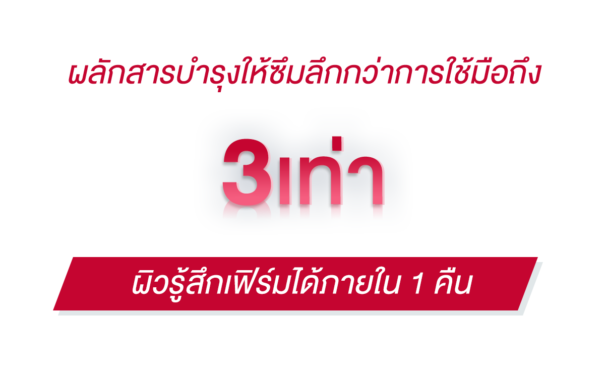 ผลักสารบำรุงให้ซึมลึกกว่าการใช้มือ 3 เท่า ผิวรู้สึกเฟิร์มได้ภายใน 1 คืน