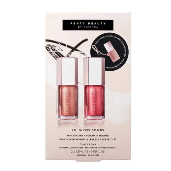 Lil Gloss Bombs Mini Lip Duo + Keychain Holder Fenty Glow And Pink Dragonfly