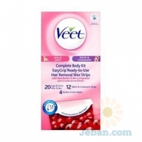 Complete Body Kit Easygrip Ready-To-Use Hair Removal Wax Strips And Wipes For Normal Skin