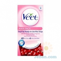 Maxi Pack 40 Easygrip Ready-To-Use Wax Strips + 4 Perfect Finish Wipes For Normal Skin