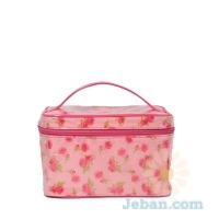 Patent Floral Cosmetic Bag