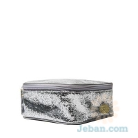 Patent Glittered Cosmetic Bag