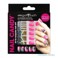 Nail Candy Kit : Pink Press On Nails With Stickers
