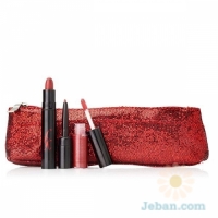 Line, Refine & Shine Lip Trio With Cosmetic Bag Red