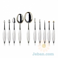 Elite, Mirror, White Velvet Edition, Ten Brush Set