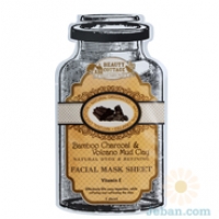Bamboo Charcoal & Valcano Mud Clay Natural Dtox & Refining Facial Mask Sheet